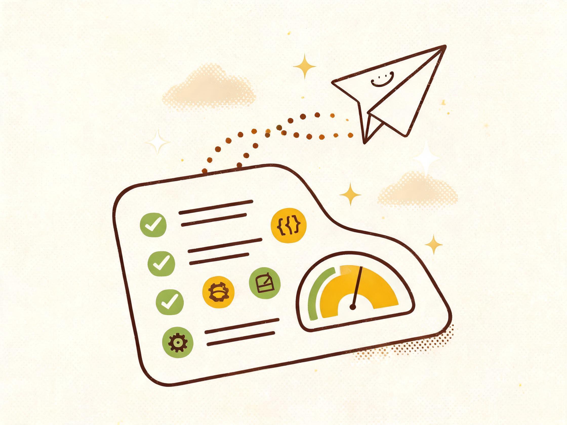 Paper plane flying over resume documents — risograph illustration